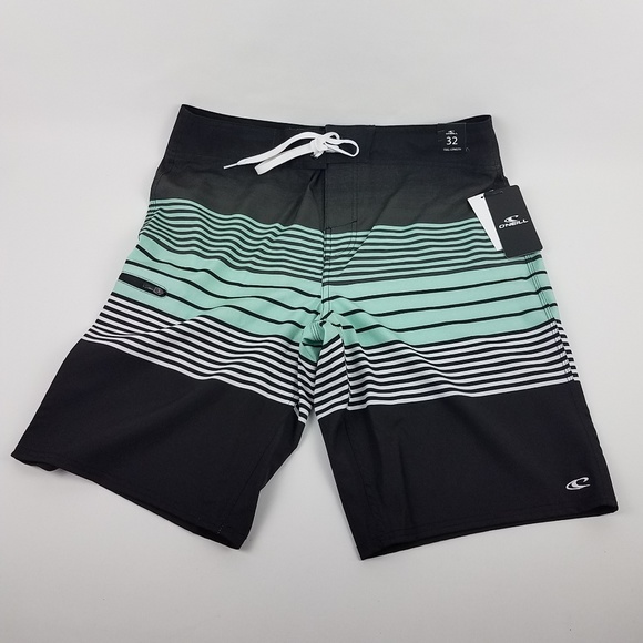 O'Neill Other - ONEILL Mens Barrage Black Green Striped Boardshort